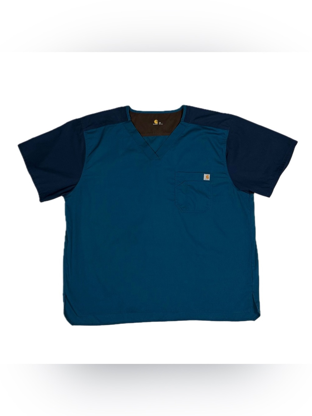 Carhartt navy cyan blue Ripstop v neck scrub top shirt womens 2XL